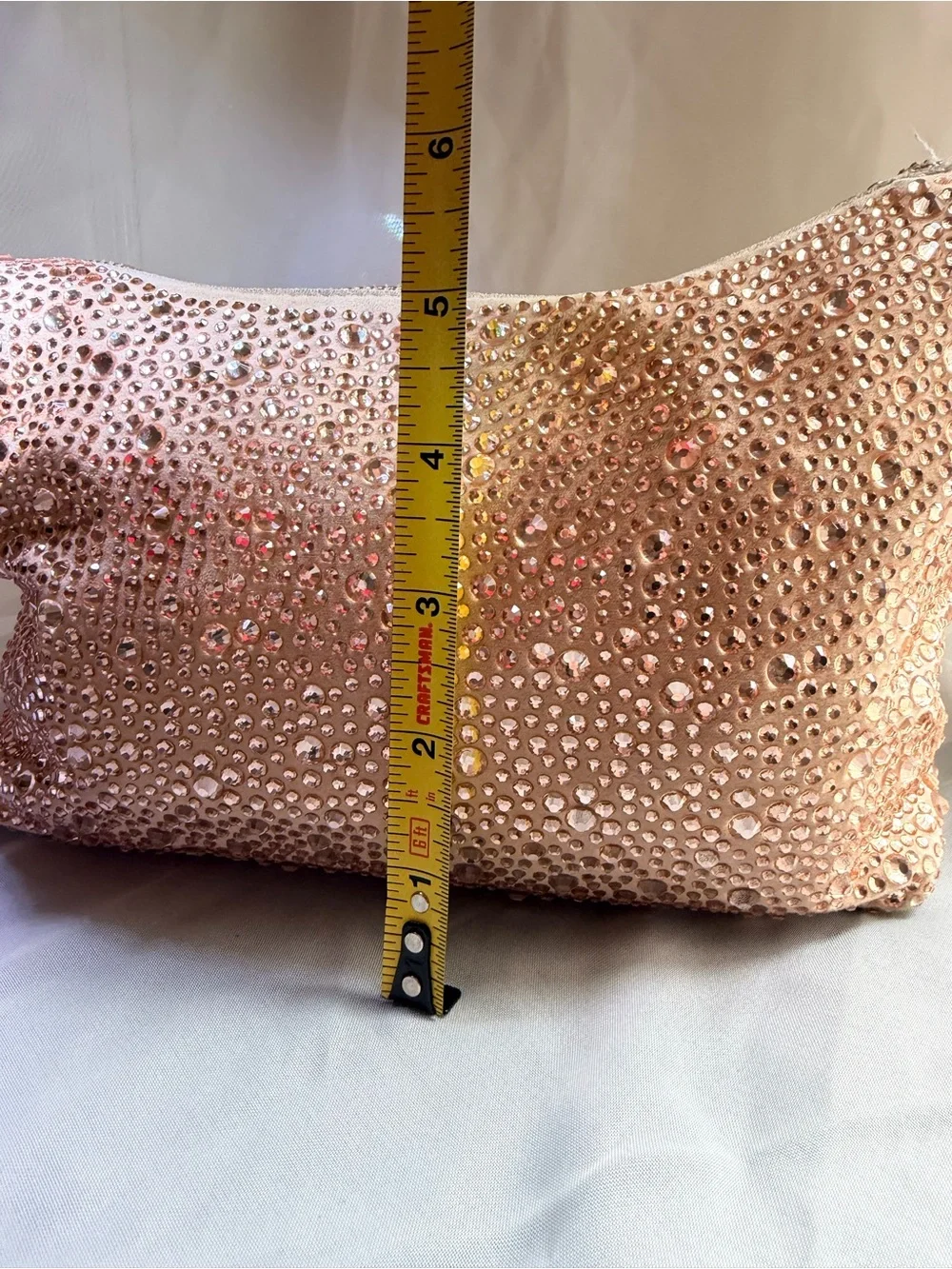 Sparkling Rose Gold Hobo Bag with Gold Chain - Picture 7 of 15